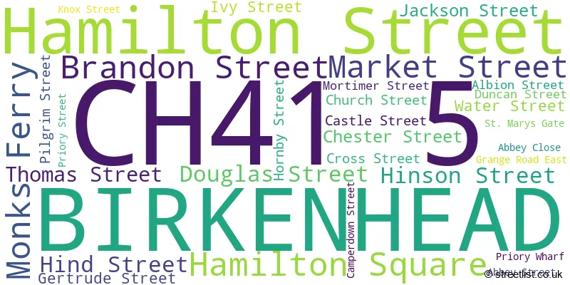 A word cloud for the CH41 5 postcode